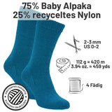 alpacare® Baby Socks waschbar CF259 - 2x112g Alpakawolle Petrol