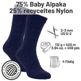 alpacare® Baby Socks waschbar CF239 - 2x112g Alpakawolle Dunkelblau