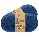 alpacare® Chaussettes Bébé lavables CF245 - 4x56g laine d'alpaga bleu jeans