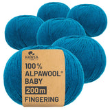 Alpawool® Baby 200 Fingering CF259 - 6x50g Alpakawolle Neues Petrol