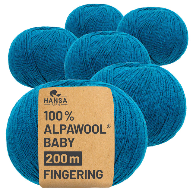 Alpawool® Baby 200 Fingering CF259 - 6x50g Alpakawolle Neues Petrol