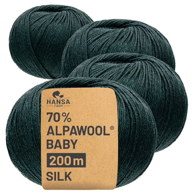 Alpawool® Baby Silk CF278 - 4x50g Alpakawolle Dunkelgrün