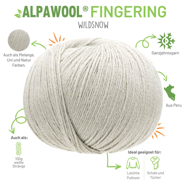 Alpawool® Baby 200 Fingering CF320 - 6x50g Alpakawolle Wildsnow