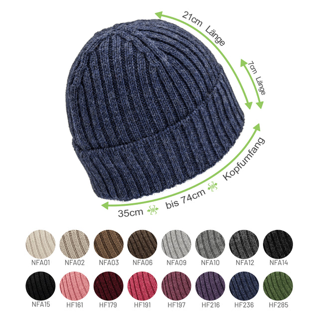 Bonnet ALPAWOOL® Baby 100 femme et homme bleu foncé chiné (HF236)