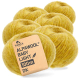 Alpawool® Baby 100 Light HF114 - 6er Set Alpakawolle Senfgelb Melange