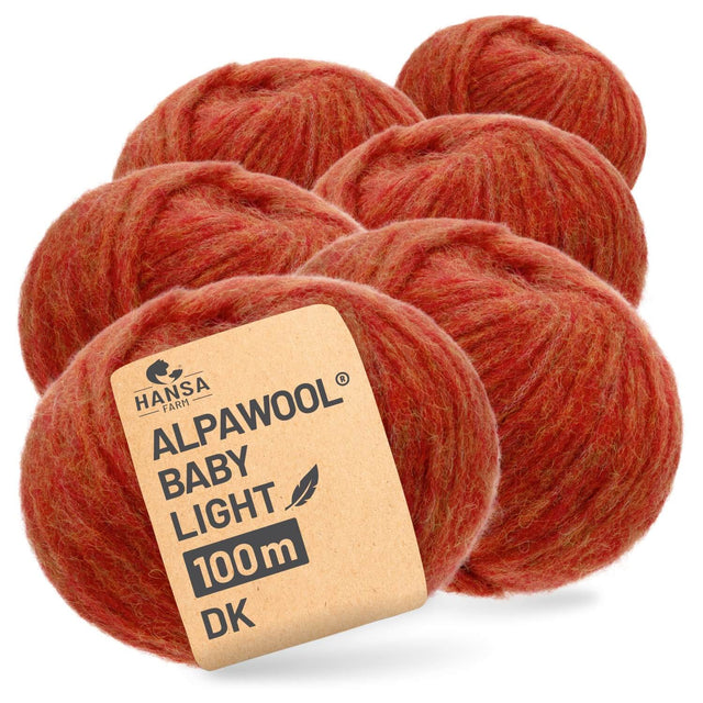 Alpawool® Baby 100 Light HF149 - 6er Set Alpakawolle Orange Melange