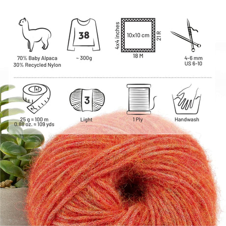 Alpawool® Baby 100 Light HF149 - 6er Set Alpakawolle Orange Melange