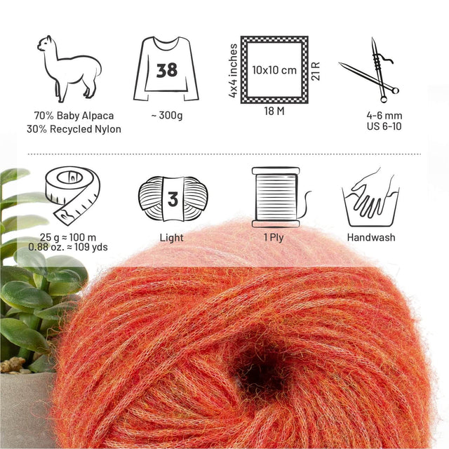 Alpawool® Baby 100 Light HF149 - 6er Set Alpakawolle Orange Melange