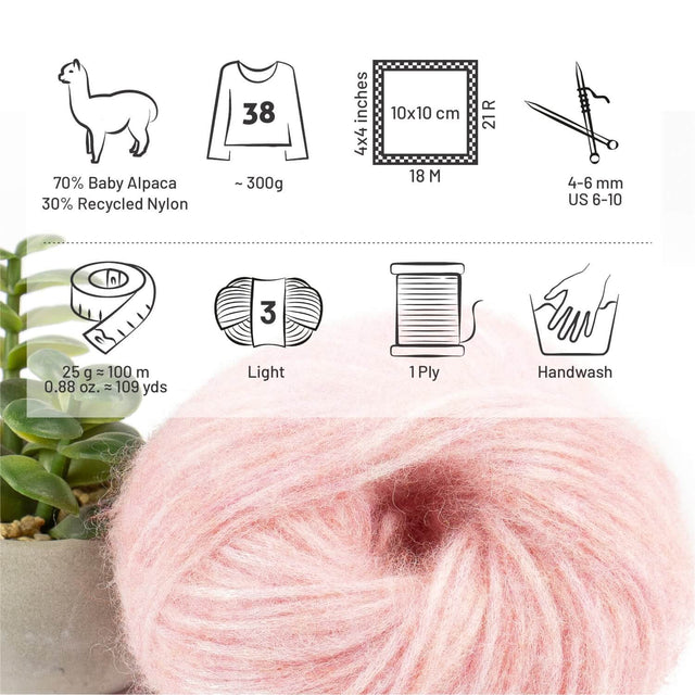 Alpawool® Baby 100 Light HF161 - 6er Set Alpakawolle Perlrosa Melange