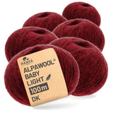 Alpawool® Baby 100 Light HF179 - 6er Set Alpakawolle Weinrot Melange