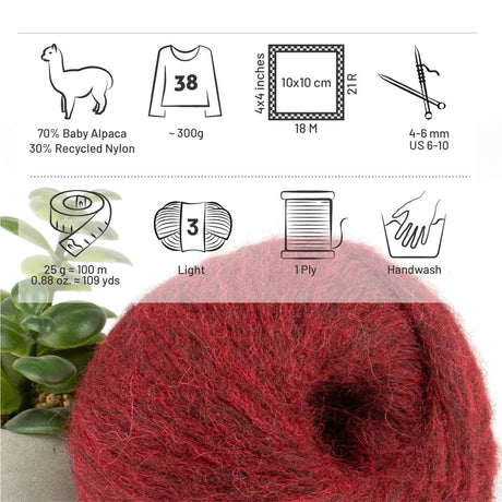 Alpawool® Baby 100 Light HF179 - 6er Set Alpakawolle Weinrot Melange