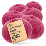 Alpawool® Baby 100 Light HF191 - 6er Set Alpakawolle Himbeersahne Melange