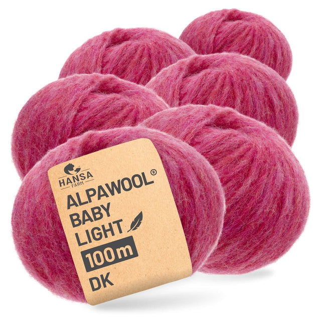 Alpawool® Baby 100 Light HF191 - 6er Set Alpakawolle Himbeersahne Melange