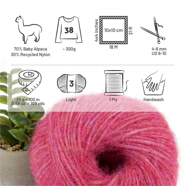 Alpawool® Baby 100 Light HF191 - 6er Set Alpakawolle Himbeersahne Melange