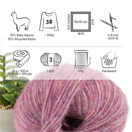 Alpawool® Baby 100 Light HF197 - 6er Set Alpakawolle Beere Melange