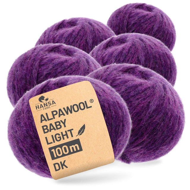 Alpawool® Baby 100 Light HF204 - 6er Set Alpakawolle Lila Melange