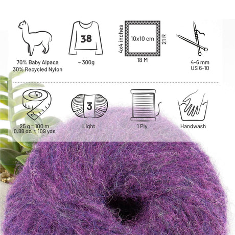 Alpawool® Baby 100 Light HF204 - 6er Set Alpakawolle Lila Melange