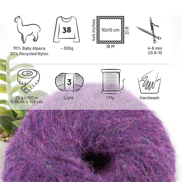 Alpawool® Baby 100 Light HF204 - 6er Set Alpakawolle Lila Melange