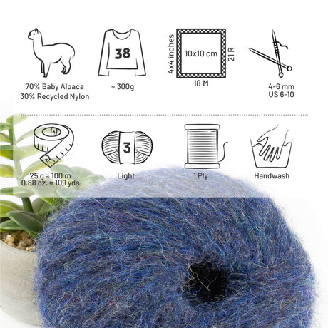 Alpawool® Baby 100 Light HF236 - 6er Set Alpakawolle Dunkelblau Melange