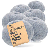 Alpawool® Baby 100 Light HF241 - 6er Set Alpakawolle Gletscher Melange