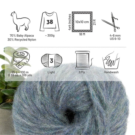 Alpawool® Baby 100 Light HF243 - 6er Set Alpakawolle Grau-Grün Melange