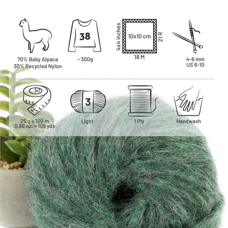 Alpawool® Baby 100 Light HF275 - 6er Set Alpakawolle Smaragd Melange