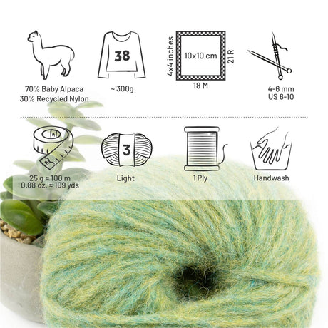 Alpawool® Baby 100 Light HF283 - 6er Set Alpakawolle Lindenblüte Melange