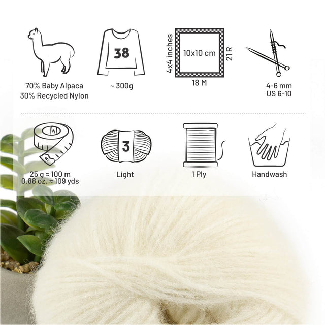 Alpawool® Baby 100 Light NFA01 - 6er Set Alpakawolle Natur