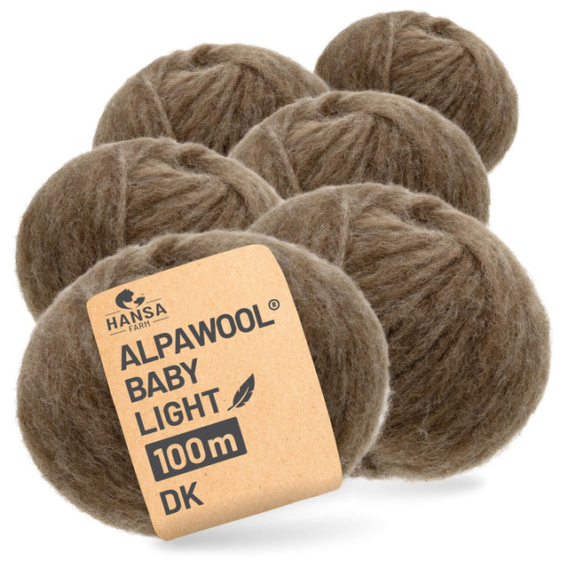 Alpawool® Baby 100 Light NFA06 - 6er Set Alpakawolle Braun