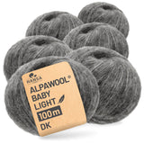 Alpawool® Baby 100 Light NFA12 - 6er Set Alpakawolle Dunkelgrau