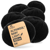 Alpawool® Baby 100 Light NFA15 - 6er Set Alpakawolle Schwarz