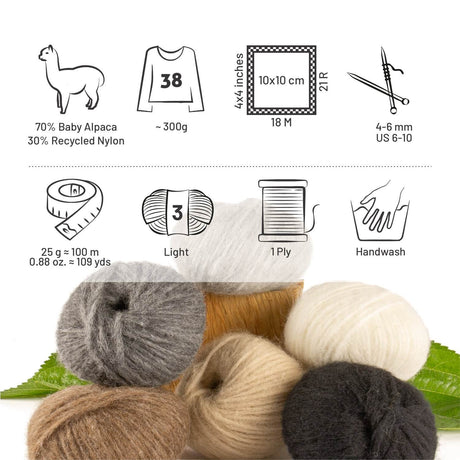 Alpawool® Baby 100 Light MIX - 6er Set Alpakawolle Natur Mix-Set