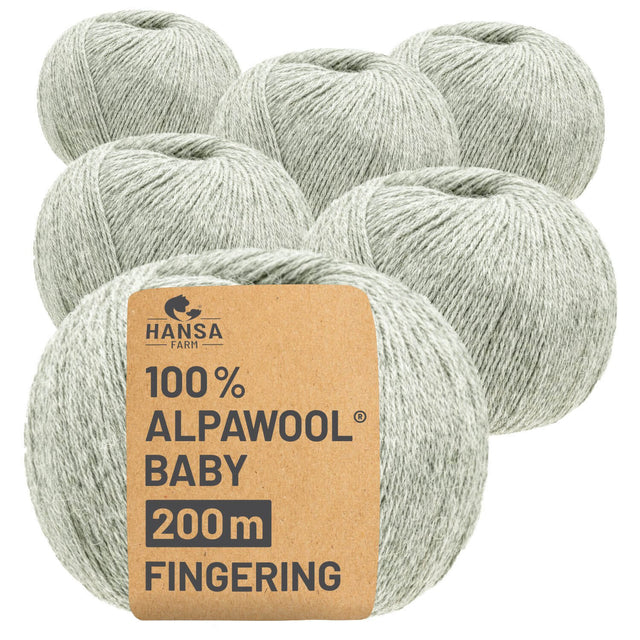 Alpawool® Baby 200 Fingering NFA09 - 6x50g laine d'alpaga gris argenté