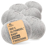 Alpawool® Baby 200 Fingering NFA09 - 6x50g Alpakawolle Silbergrau