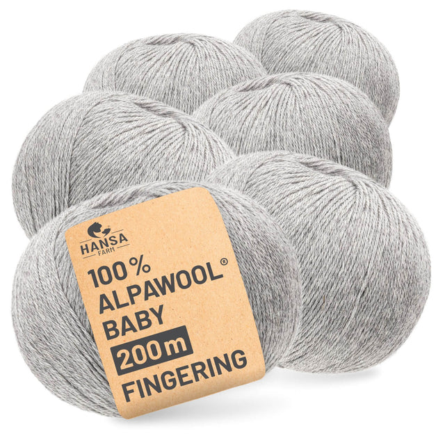 Alpawool® Baby 200 Fingering NFA09 - 6x50g Alpakawolle Silbergrau