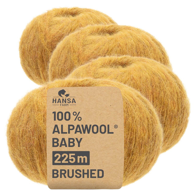 Alpawool® Baby Brushed HF114 - 4x50g Alpakawolle Senfgelb Melange