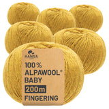 Alpawool® Baby 200 Fingering HF114 - 6x50g Alpaca Wool Mustard Yellow Melange