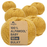 Alpawool® Baby 50 Bulky HF114 - 6x50g Alpakawolle Senfgelb Melange