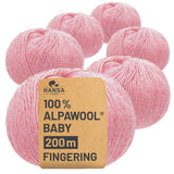 Alpawool® Baby 200 Fingering HF161 - 6x50g Alpaca Wool Pearl Pink Melange