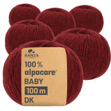 alpacare® Baby 100 DK washable HF179 - 6x50g alpaca wool wine red melange