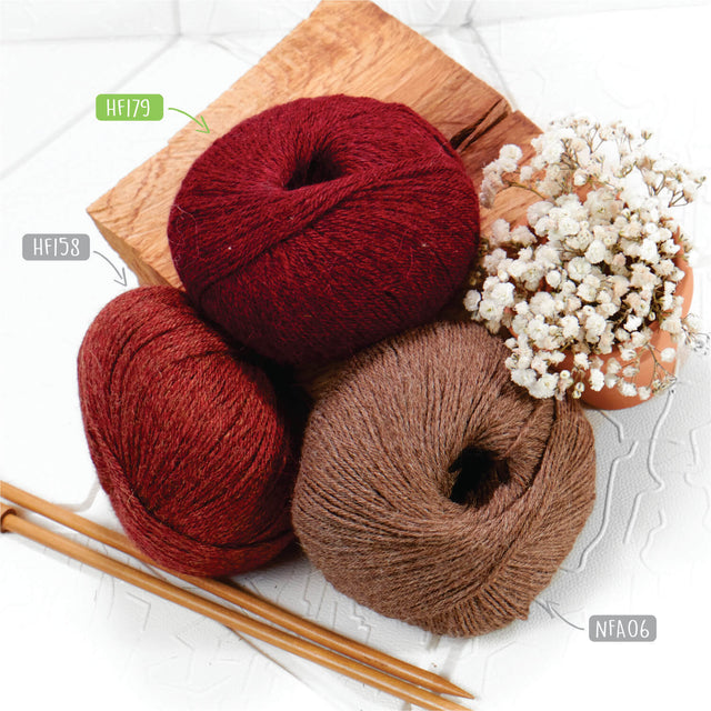 Alpawool® Baby 200 Fingering HF179 - 6x50g Alpaca Wool Wine Red Melange