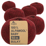 Alpawool® Baby 50 Bulky HF179 - 6x50g Alpakawolle Weinrot Melange