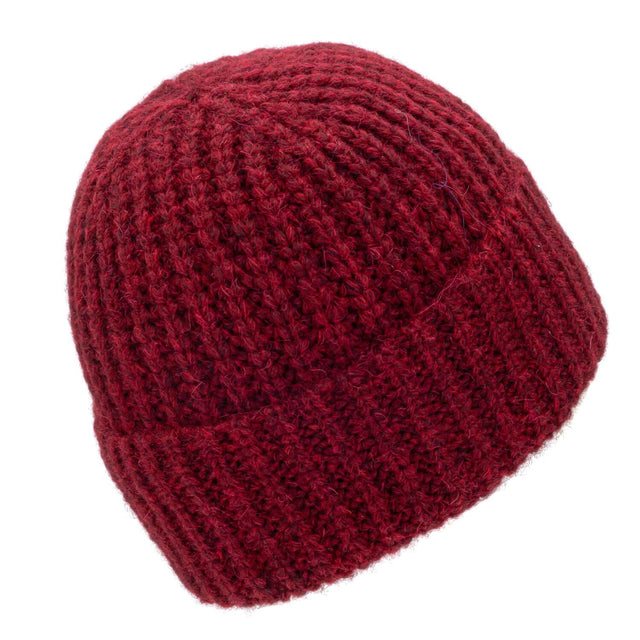 ALPAWOOL® Baby Big & Light Damen und Herren Mütze Weinrot Melange (HF179)