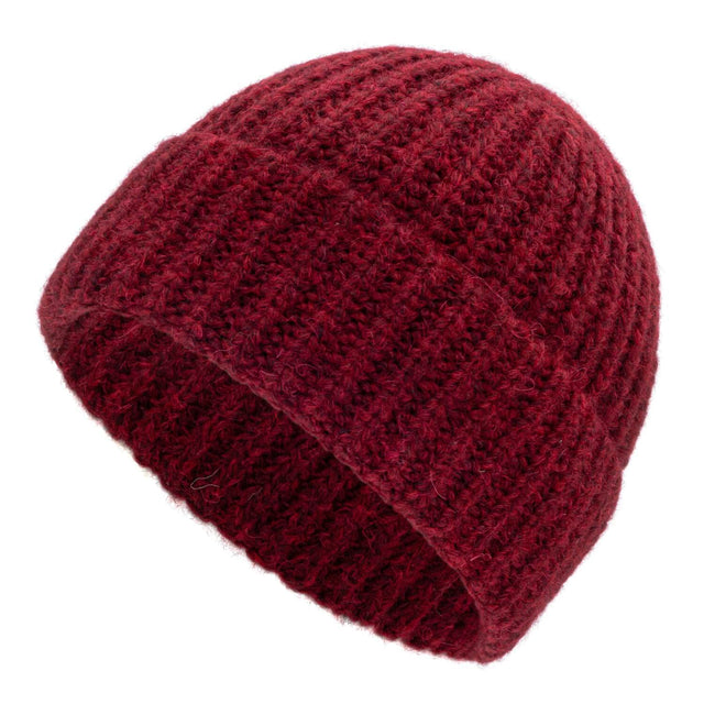 ALPAWOOL® Baby Big & Light Damen und Herren Mütze Weinrot Melange (HF179)