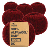 Alpawool® Baby 100 DK HF179 - 6x50g Alpaca Wool Wine Red Melange