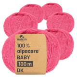 alpacare® Baby 100 DK washable HF191 - 6x50g alpaca wool raspberry cream melange