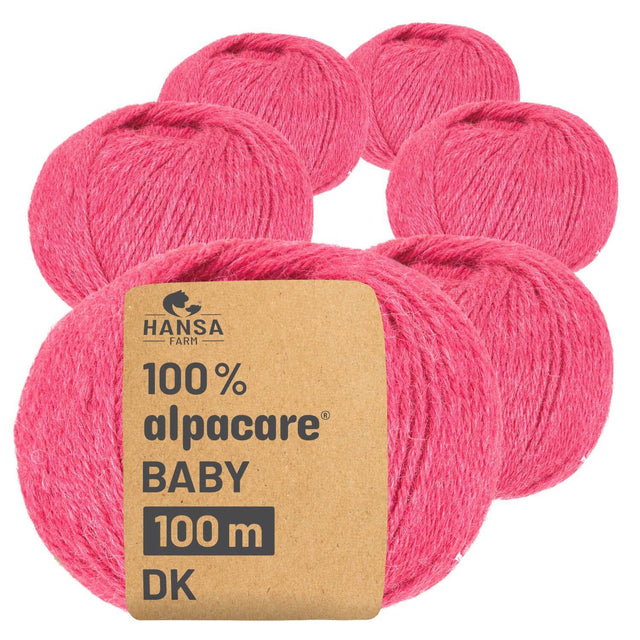 alpacare® Baby 100 DK waschbar HF191 - 6x50g Alpakawolle Himbeersahne Melange