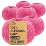 Alpawool® Baby 200 Fingering HF191 - 6x50g laine d'alpaga mélange crème framboise