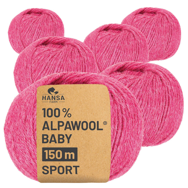 Alpawool® Baby 150 Sport HF191 - 6x50g laine d'alpaga mélange crème framboise