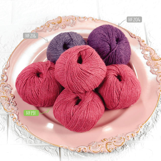 Alpawool® Baby 150 Sport HF191 - 6x50g laine d'alpaga mélange crème framboise